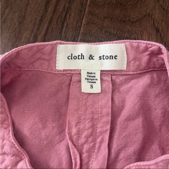 Cloth & Stone Half Placket Linen Blend Tank Top Vintage Berry Pink Small - Picture 2 of 8